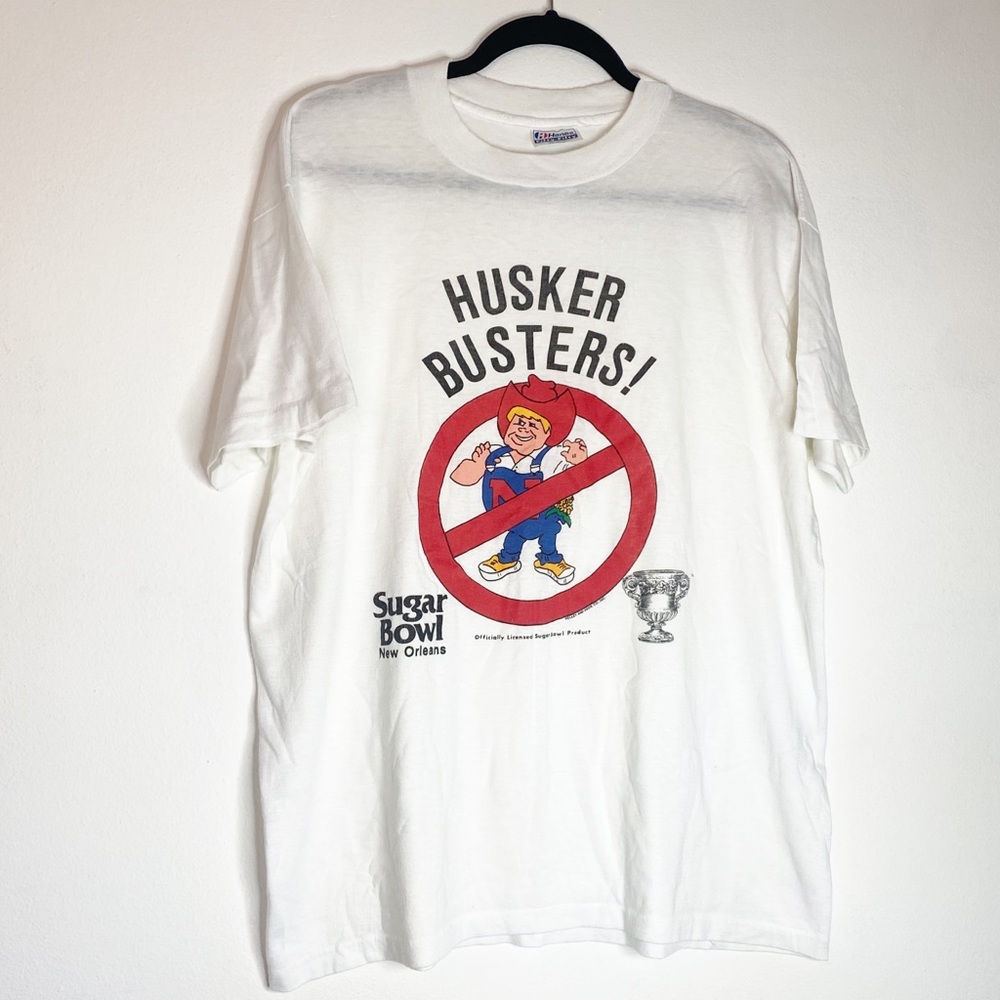 Vintage Hanes 50/50 Husker Busters Sugar Bowl New Orleans T-Shirt Thin XL - Picture 1 of 5